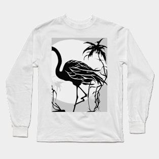 Flamingo Shadow Silhouette Anime Style Collection No. 146 Long Sleeve T-Shirt